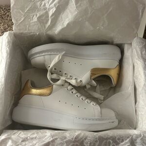 Alexander McQueen White and Gold Sneakers